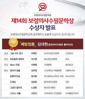 제14회 보령의사수필문학상, 창원파티마병원 김대현 과장 대상 수상